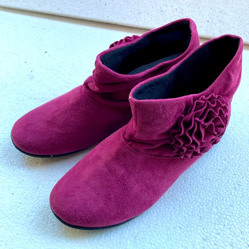 Cklass318-03 Women’s Fabric Pink Floral Lightweight Ankle Booties Boots Size 7